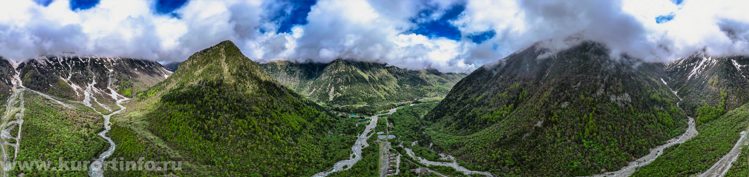 Фото панорама Дигории Вид на ущелье и водопады 3 сестры