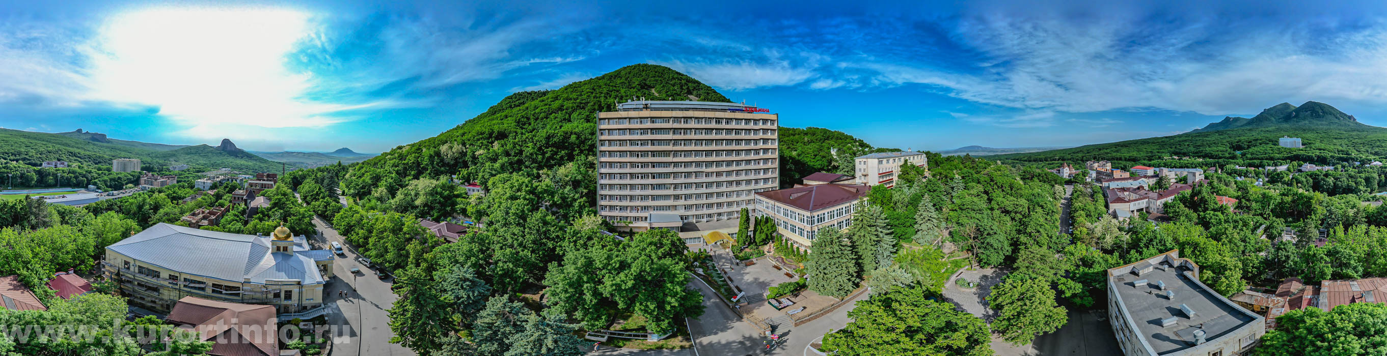 Фото панорама Железноводска от санатория имени Тельмана летом