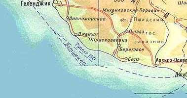 карты побережья Краснодарского края